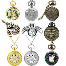 Antiguo Collar Reloj Bolsillo Cuarzo Analógico Steampunk Diseño Búho con Cadena