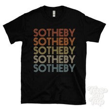 CAMISETA SOTHEBY ESTILO RETRO REPETIDO Hombre y Mujer Novedad Genial Nombre Regalo