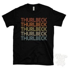 THURLBECK REPEATED RETRO STYLE T-SHIRT mens & womens novelty cool name gift