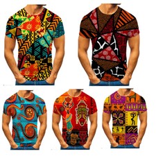África Nativo Harajuku Lo último Camiseta Impresa en 3D Verano Hombre Moda Informal Prendas para el torso