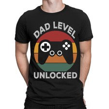 Best Dad Level Unloced Father Day T-Shirt Caring Daddy Men Tee T-Shirt #FD