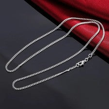 Collar de cadena de plata de ley 925 de 2 mm de 16-30 pulgadas para mujer y hombre joyería