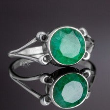 Nuevo anillo boho verde de plata esterlina 925 con piedras preciosas redondas esmeralda para mujer en caja de regalo