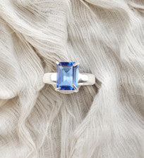 Anillo de regalo de joyería de plata esterlina 925 hecho a mano con piedras preciosas de tanzanita azul regalo para