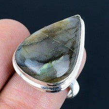 Anillo de joyería de plata esterlina 925 hecho a mano con piedras preciosas d...