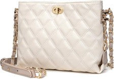 Bolsos Bandolera Pequeños para Mujer Carteras Moda Cuero M, Beige Mediano