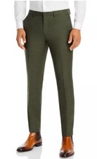 Pantalones de traje Hugo Hesten texturizados lisos extra ajustados verdes 38R
