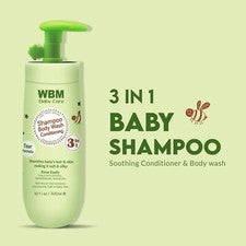 WBM CARE KIDS 3 EN 1 CHAMPÚ, ACONDICIONADOR Y GEL DE BAÑO NUTRE EL CABELLO Y LA PIEL DEL BEBÉ