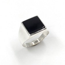 Anillo de plata 925 ónix negro anillo de sello clásico joyería anillo de cinta para hombre 67