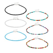 Collar Gargantilla 6 Piezas Cuentas para Mujer Colorido Boho Vidrio Semilla Cuentas Collar Lluvia