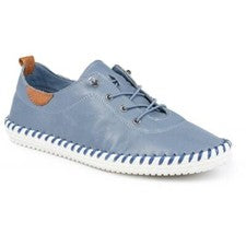 Bomba de cuero Lunar St Ives Plimsoll azul medio