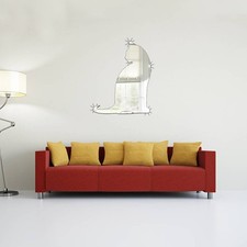 Adhesivo de pared de superficie de espejo duradero acrílico plateado para decoración del hogar