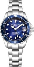 Reloj pulsera Stuhrling 3950L subacuático esbelto 32 mm MOP de eslabones de acero inoxidable para mujer