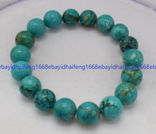 Natürlich 6/8/10/12mm Blau Türkis Rund Edelstein Perlen Elastisch Armband 19cm