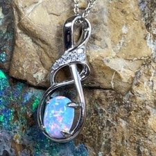 Collar Corazones Arte Plata Esterlina Azul Turquesa Ópalo de Fuego Colgante