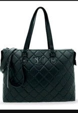 Bolso de viaje acolchado de cuero vegano negro para mujer BADGLEY MISCHKA