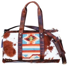 Bolso de Lona Western Tejido a Mano Cuero de Vaca Viaje Fin de Semana 18RTD04