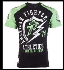 Camiseta AMERICAN FIGHTER Negra Verde FLASHPOINT Gráfica Atlética Nueva con Etiquetas