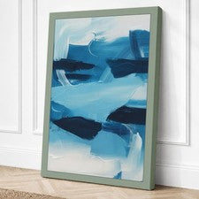 Impresión en lienzo abstracto con formas azules en capas arte de pared decoración del hogar listo para colgar
