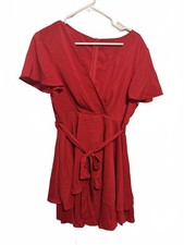 Mini vestido rojo envolvente de moda para mujer talla grande nuevo con etiquetas