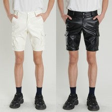 Pantalones de cuero de verano para hombre Pantalones de cuero elásticos para hombre Pantalones cortos de moda Capris