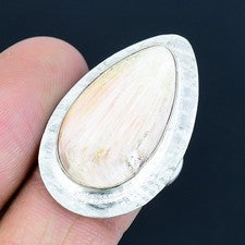 Scolecita piedras preciosas hechas a mano 925 anillo de joyería de plata este...