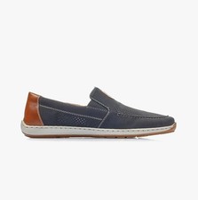 Zapatos Rieker 08866 Para Hombres Sintéticos Sin Cordones Cómodos Informales Azul Barco y Cubierta