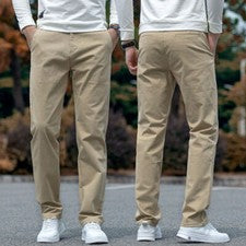 Pantalones cómodos versátiles transpirables de algodón recto informales de cintura alta para hombre
