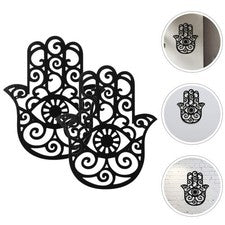 2 Piezas Decoración Malvada Mano de Hamsa Adorno Colgante de Pared para Hogar