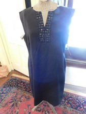 Nuevo vestido para mujer Tahari by Arthur S Levine talla 12 negro funda adornado cuello