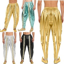 Hombres Bloomers Brillante Baile Disfraz Moda Pantalones Show Harén Pantalones Fiesta Dhoti