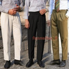Pantalones Gurkha de Cintura Alta para Hombres Retro Gran Bretaña Nápoles Pantalones Rectos Informales