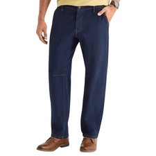 Pantalones de mezclilla Mutual Weave Bowleg para hombre 32 azul oscuro NUEVO corte relajado cónico