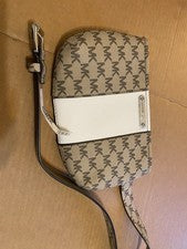Bolso de Hombro Michael Kors Beige Marrón Logo Para Mujer Diseñador Cremallera Acento