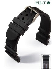 Eulit Silikon Taucher Uhrenarmband schwarz 20 mm mit Tauchtabelle