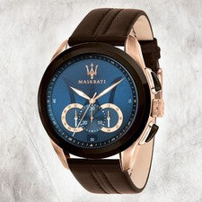 Maserati Traguardo Reloj Pulsera Cronógrafo Hombre UMAR8871612024 Cuero Marrón