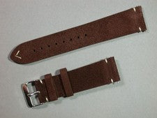 Correa de reloj de gamuza marrón oscuro 22 mm de ancho con hebilla de acero inoxidable 0603