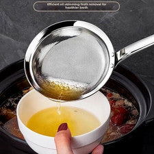 Cuchara de espuma de aceite de malla fina de acero inoxidable para cocinar sopa y caldo