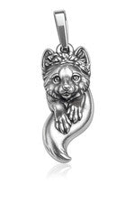 Lindo collar de plata esterlina 925 con colgante de zorro con dije de animal de la naturaleza del bosque 30 mm