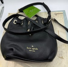 Bolso Bandolera Kate Spade Para Mujer Cuero Guijarro Mini Bolso Cubo Negro.
