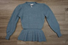 Nuevo Mini Vestido Maisie Para Mujer Grande Azul Manga Larga Grueso Acanalado Tejido Cuello Alto