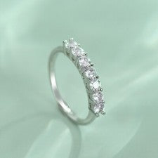 Anillo ajustable vinculado a piedra de cristal de plata de ley 925 para mujeres niñas joyas