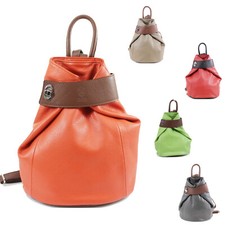 Mochila Boutique Cierre con Cordón S-Mediana Mujer Cuero Real Bolso Trasero Reino Unido