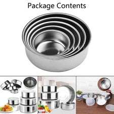 5 Piezas Base Silicona Pulida Acero Inoxidable Cocina Ensalada Mezclador Hogar