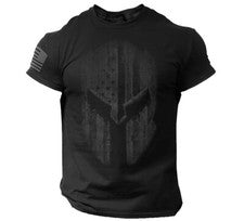 Camiseta para hombre American Spartan Patriotic bandera de Estados Unidos vikinga
