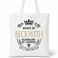 Bolso de Mano BECKWITH Family Surname House Of White Algodón
