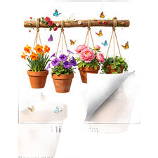 Calcomanía de Pared Floral Mariposa Estática PVC Reutilizable 29x29cm Impermeable Decoración del Hogar