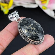 Colgante de pirita apache piedras preciosas joyería hecha a mano colgante de plata de ley 925