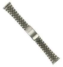 Banda de metal clásica Jubilee de 18 mm tono plata con cierre plegable regular