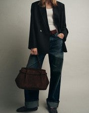 BOLSO CIUDAD ZARA CUERO MARRÓN GAMUZA NUEVO FW25/26 REF. 6069/510/700